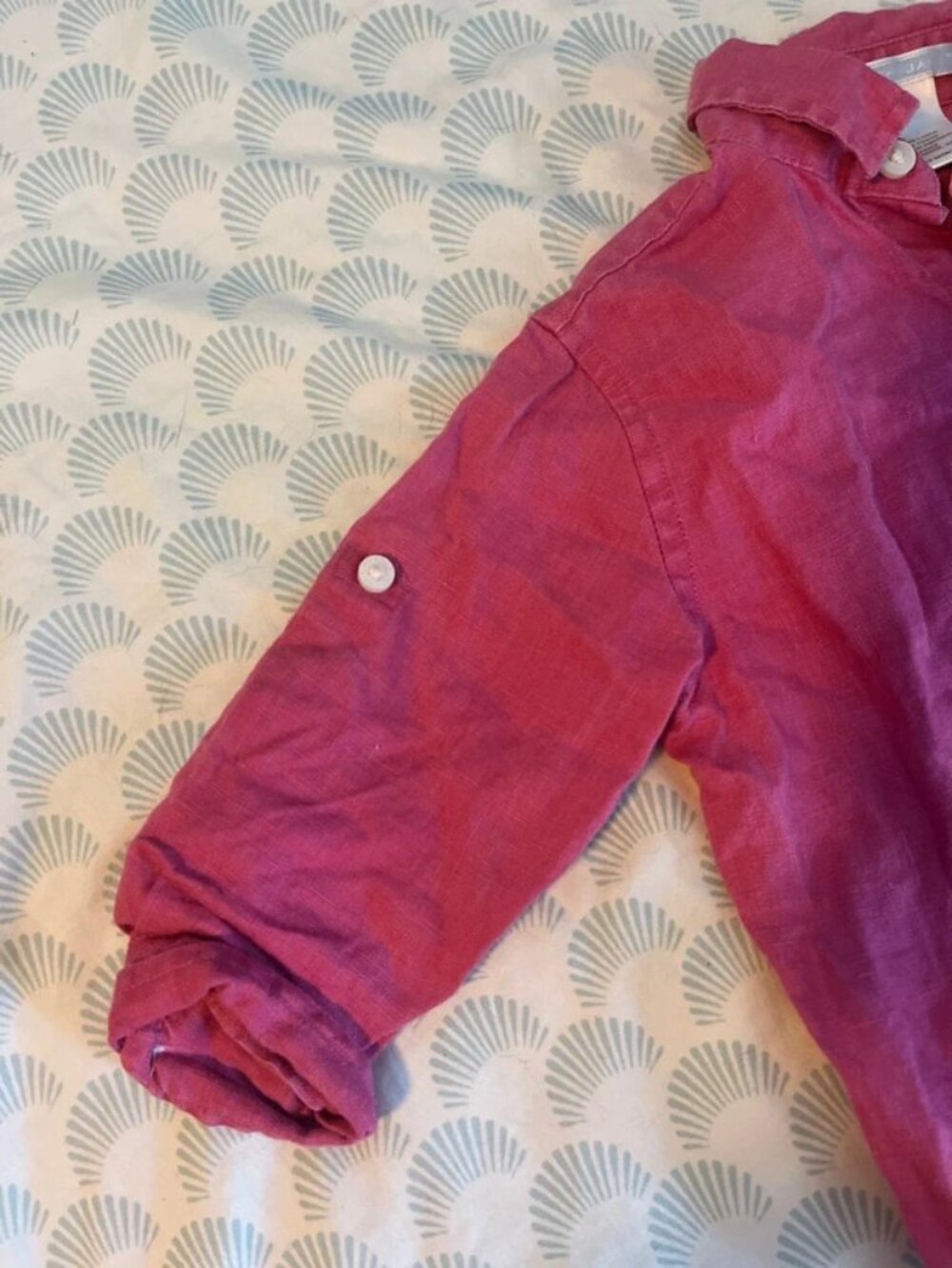Janie & Jack Linen Pink Button Down 100% Linen - Picture 2 of 3